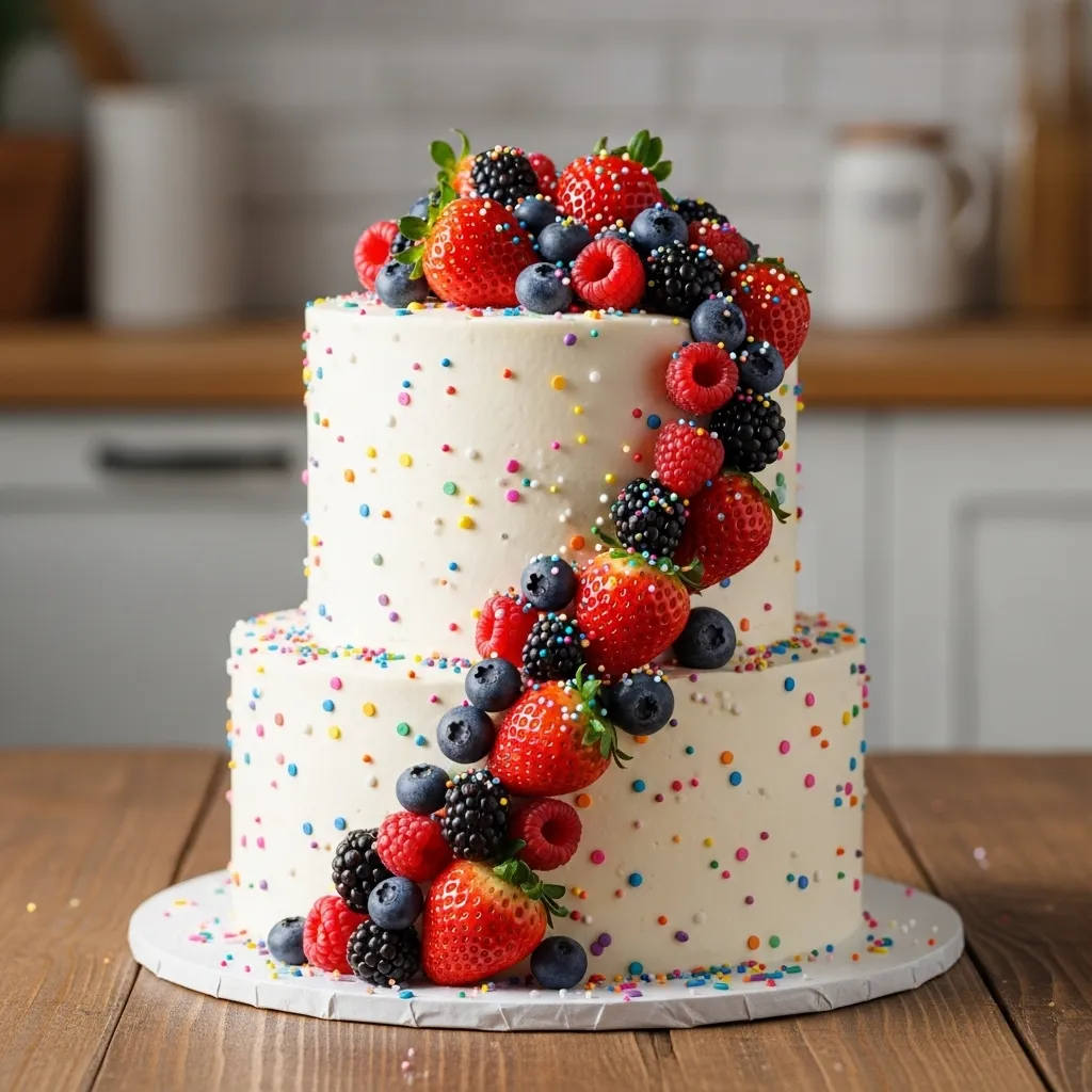 Funfetti Cake With Fruit Toppings