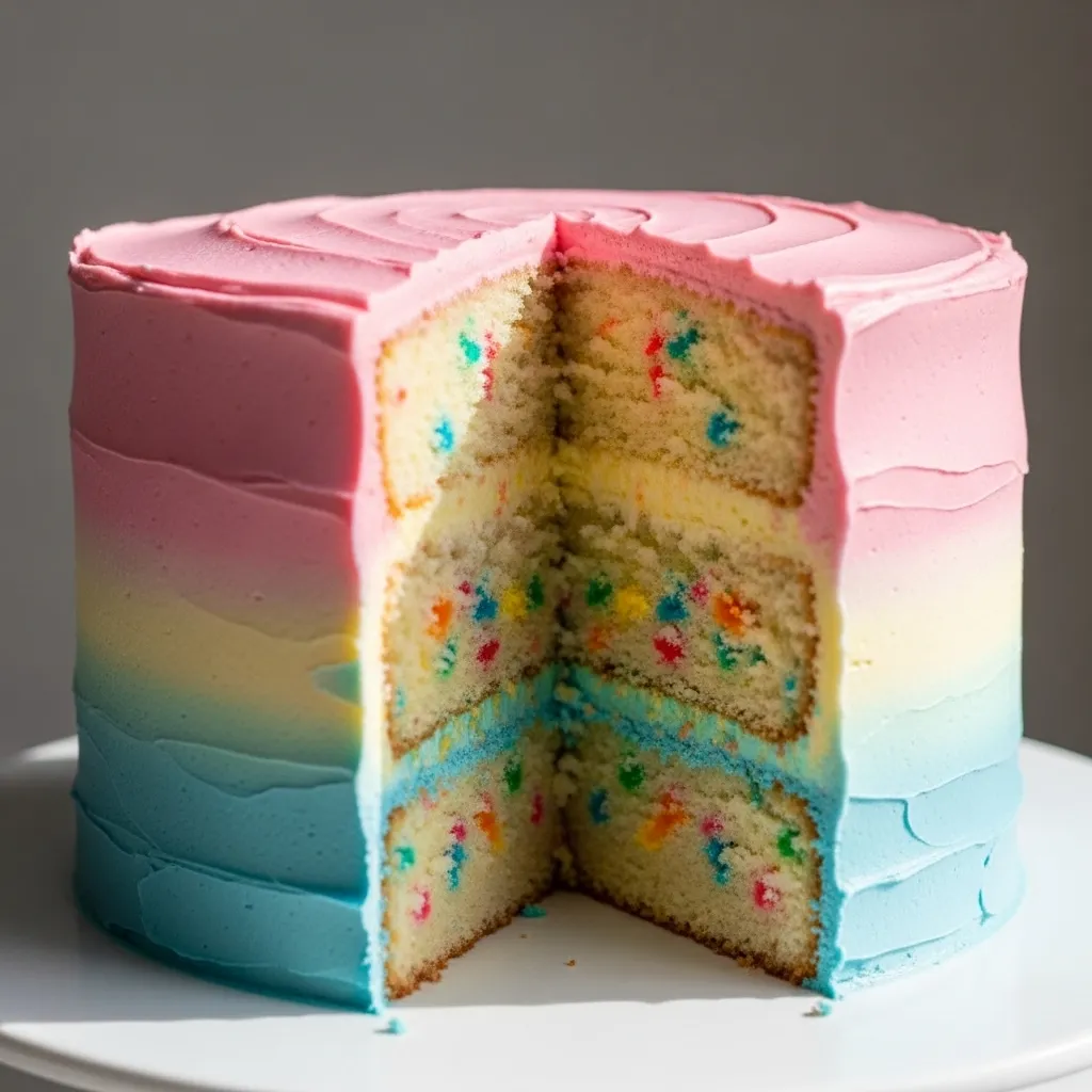 Rainbow Ombre Funfetti Cake