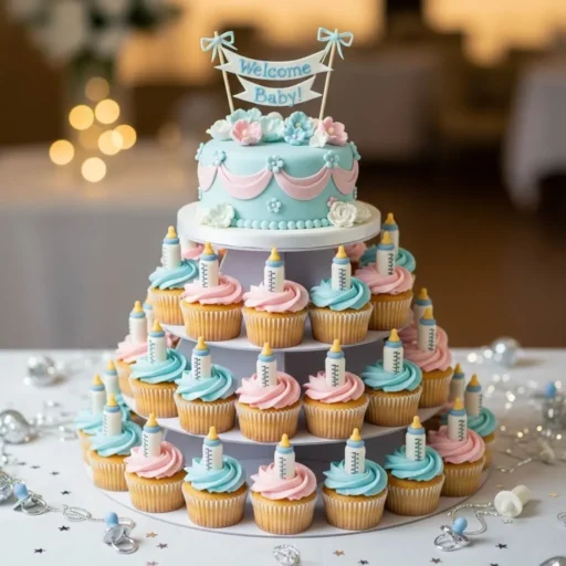 Baby Bottle Cupcake Tower