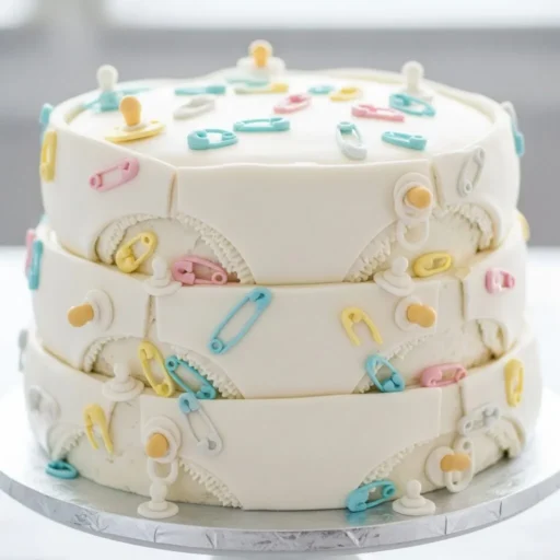 Diaper-Themed Cake with Fondant