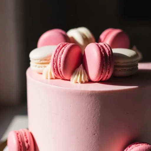 Pink Velvet Macaron Valentines Day Cake