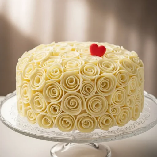 White Chocolate Shavings Finish Valentines Day Cake