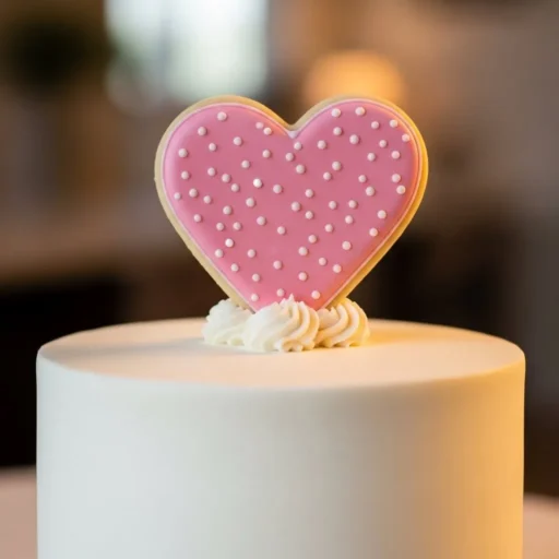 Heart-Shaped Cookie Topper Valentines Day Cake