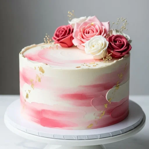 Watercolor Swirl Frosting Valentines Day Cake
