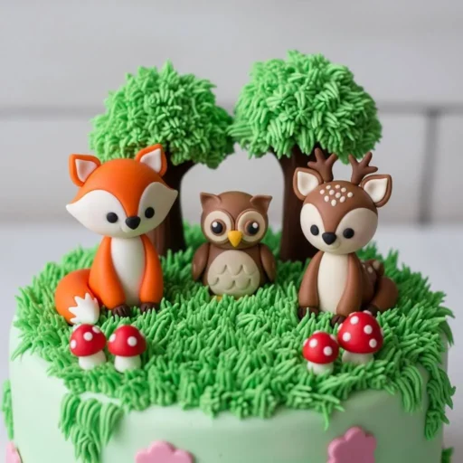 Woodland Animals Cake Scene