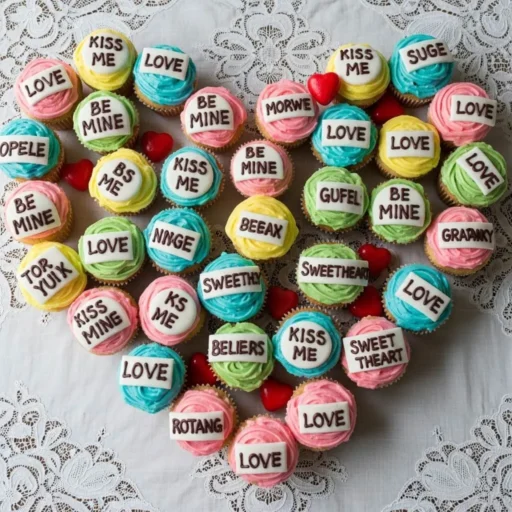Conversation Heart Cupcake Cake